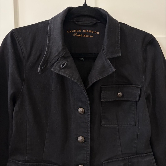 Lauren Jeans Co. Ralph Lauren Women's Black Denim Field Utility Jacket Size M - Picture 3 of 10